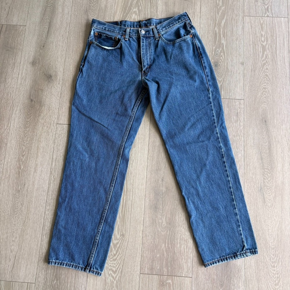 Levi's 550 Mens Blue Denim Mid Rise Relaxed Fit Classic Straight Jeans Sz 34x32